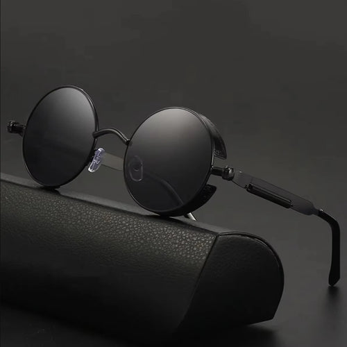 Retro Punk round Reflective for Men and Women Sunglasses