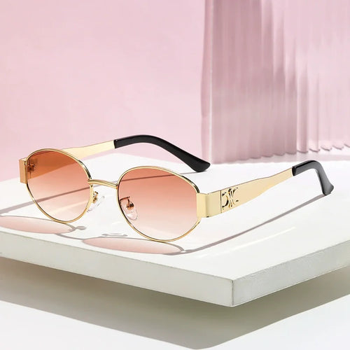 Luxury Designer Sunglasses for Women and Men Oval Metal Frame Glasse