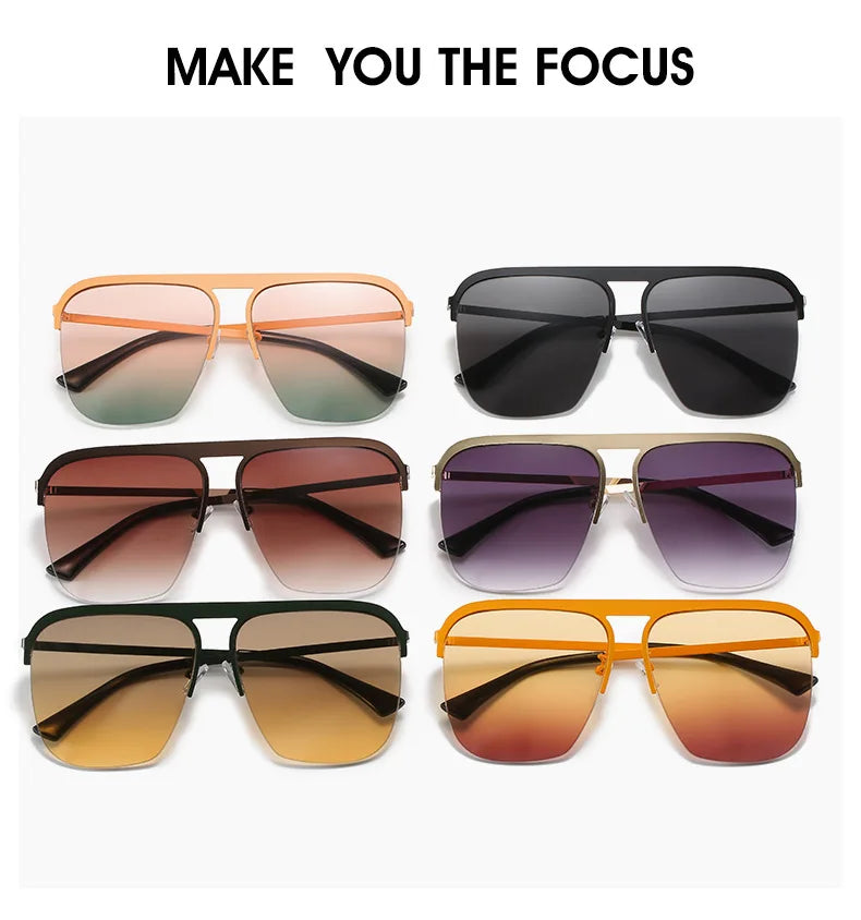 Luxury Women Square Sunglasses Oversized Original Brand Design Sun Glasses Female Men Fashion Travel Beach Shades Eyewear UV400