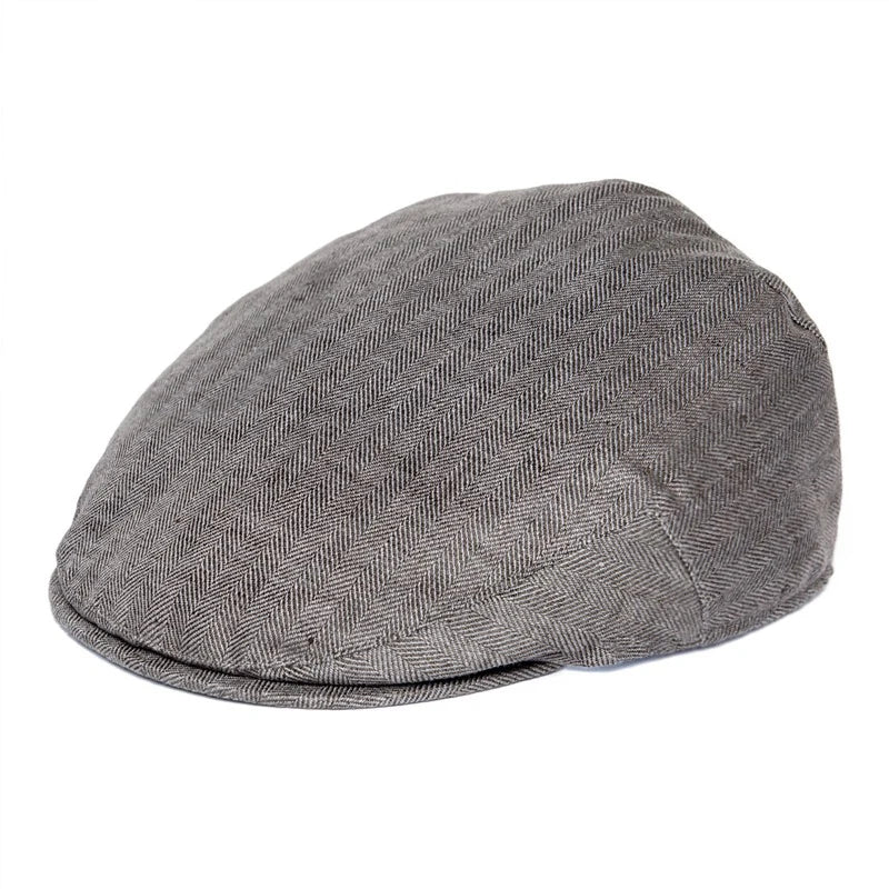 Flat Cap for Men Women Herringbone Linen Newsboy Lightweight Cap