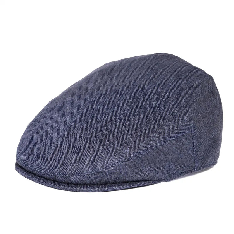 Flat Cap for Men Women Herringbone Linen Newsboy Lightweight Cap