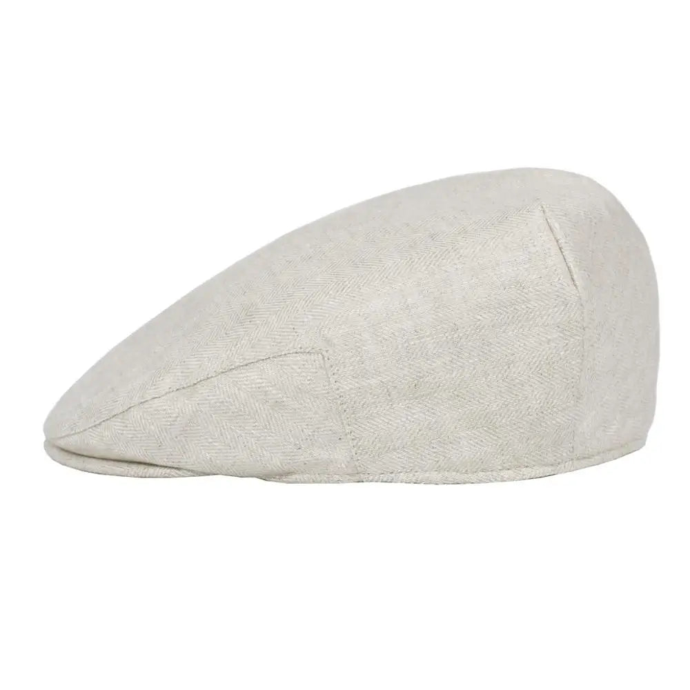 Flat Cap for Men Women Herringbone Linen Newsboy Lightweight Cap