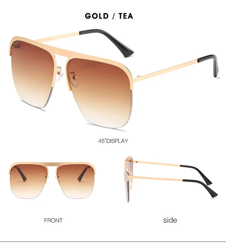 Luxury Women Square Sunglasses Oversized Original Brand Design Sun Glasses Female Men Fashion Travel Beach Shades Eyewear UV400