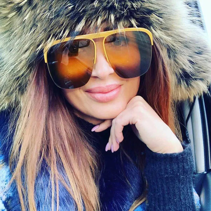 Luxury Women Square Sunglasses Oversized Original Brand Design Sun Glasses Female Men Fashion Travel Beach Shades Eyewear UV400