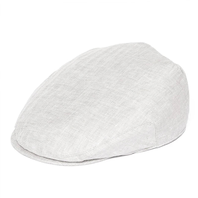 Flat Cap for Men Women Herringbone Linen Newsboy Lightweight Cap