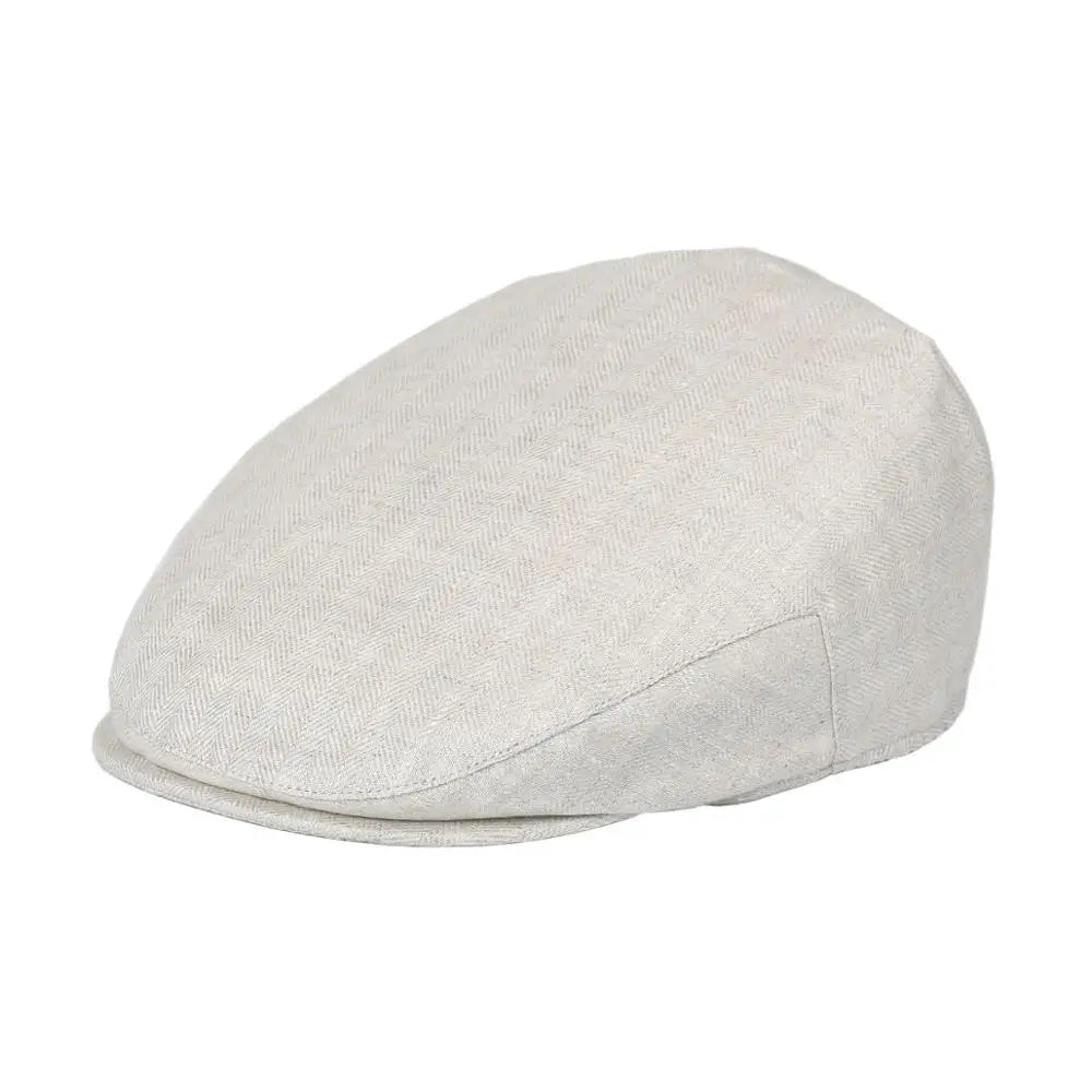 Flat Cap for Men Women Herringbone Linen Newsboy Lightweight Cap