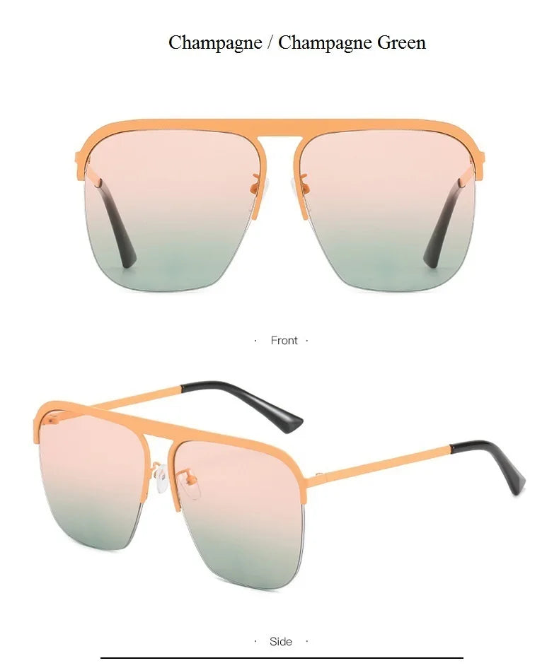 Luxury Women Square Sunglasses Oversized Original Brand Design Sun Glasses Female Men Fashion Travel Beach Shades Eyewear UV400