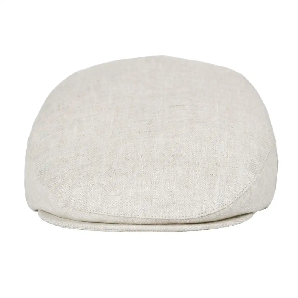Flat Cap for Men Women Herringbone Linen Newsboy Lightweight Cap