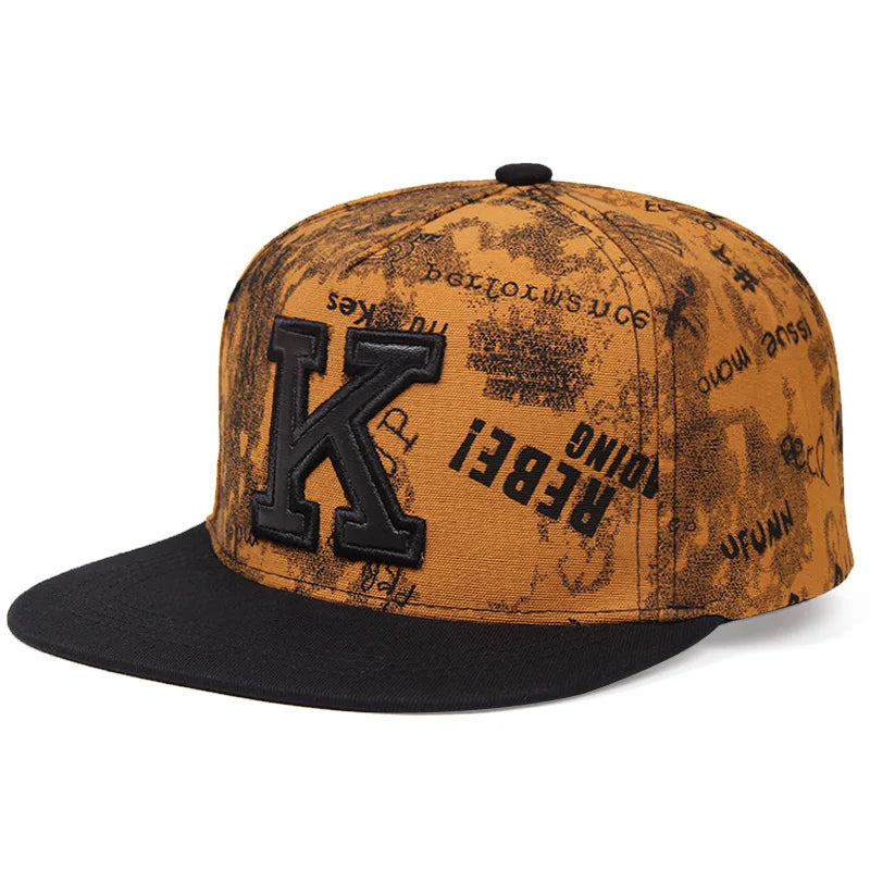 New Printed K Letter Baseball Cap Young Men and Women Hip-hop Flat-brimmed Hat