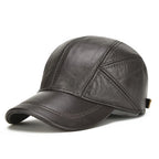 2026 Male Winter Genuine Real Cow Leather Baseball Hats Men