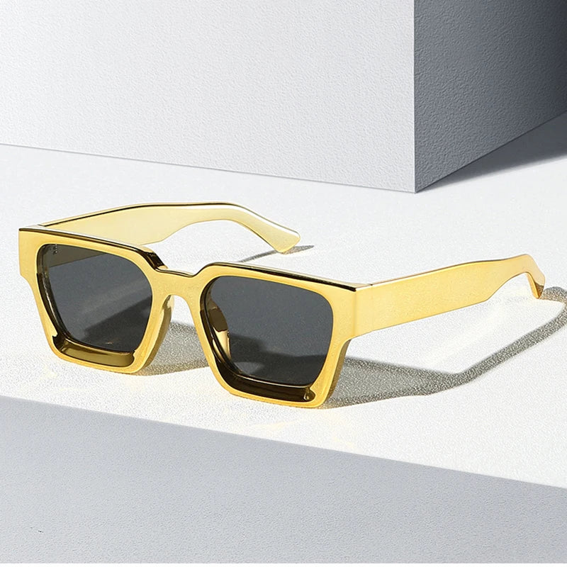 Luxury Brand Design Square Vintage Big Frame Punk Hip Hop Sunglasses