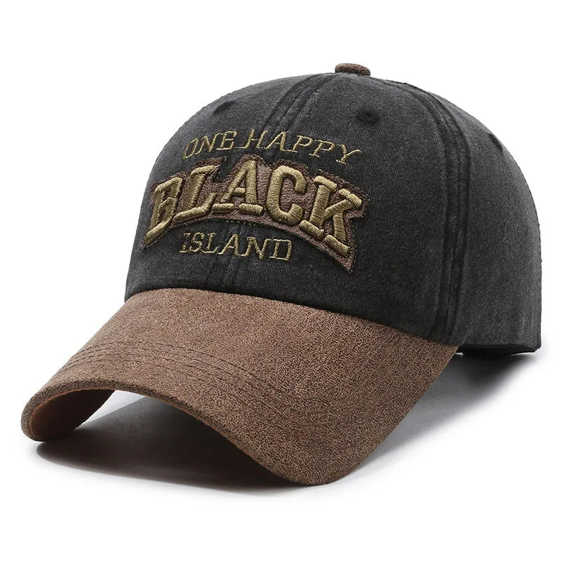 FS Vintage Green Brown Letter Baseball Cap For Men Washed Cotton Trucker Hat