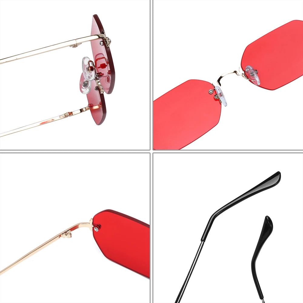 Luxury Rimless Square Sunglasses Man Brand Designer Frameless Gradient Sun Glasses Woman Fashion Vintage Metal Oculos De Sol