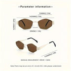 2 Pairs of Summer Women's Fashionable Glasses Retro Gold Frame Trendy Glasses Combination Polygonal Round Frame Design