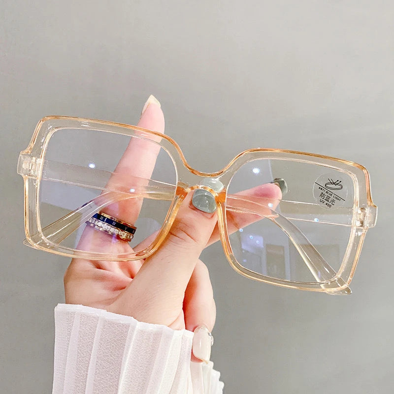 Women Glasses Anti Blue Light Glasses Oversized Vintage Glasses Computer Eyewear Full Frame Transparent Eye Protection Eyewear