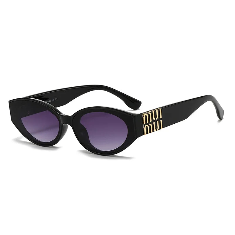 Luxury Glamour Oval Minimalist Fashion Brand Women Sun Glasses