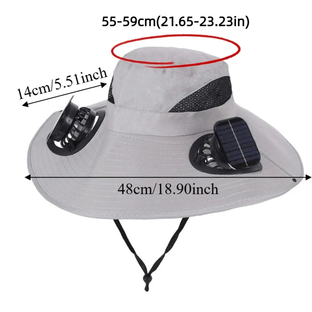 Dual Fan Solar Fan Hat Breathable 3 Speeds UV Protection Lightweight Summer Fan Visor Cap