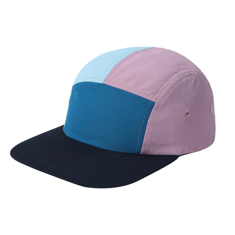 Color Block 5 Panel Cap Men Women Quick Dry Baseball Hat