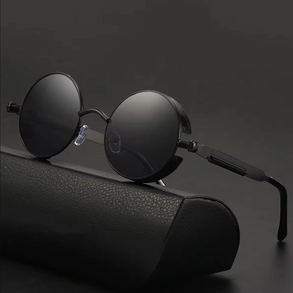 Retro Punk round Reflective for Men and Women Sunglasses