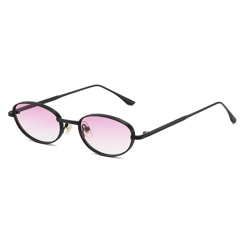 European and American Personalized Small Frame Oval Exquisite Metal Glasses for Men and Women Fashionable Anti-Uv Sunglasses