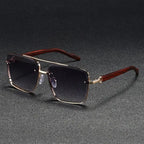 Luxury Square Sunglasses Men New Wooden Vintage Designer Fashion Glasses Women Vacation Gradient Eyewear