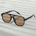 Retro Double Bridge Sunglasses with Amber Lenses – Black Frame, UV400 Protection, Unisex Vintage Style Eyewear for Daily Wear &