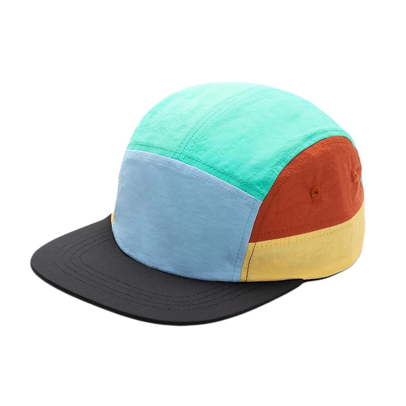 Color Block 5 Panel Cap Men Women Quick Dry Baseball Hat