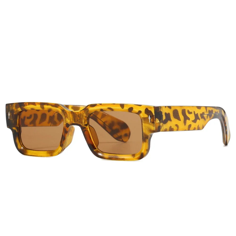 Retro Men Square Sunglasses Vintage Luxury Rivet Designer Sun Glasses