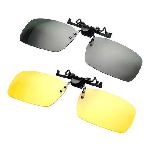 Polarized Sunglasses Clip Night Antiglare Drive Fishing Skiing Yellow Grey L Unisex