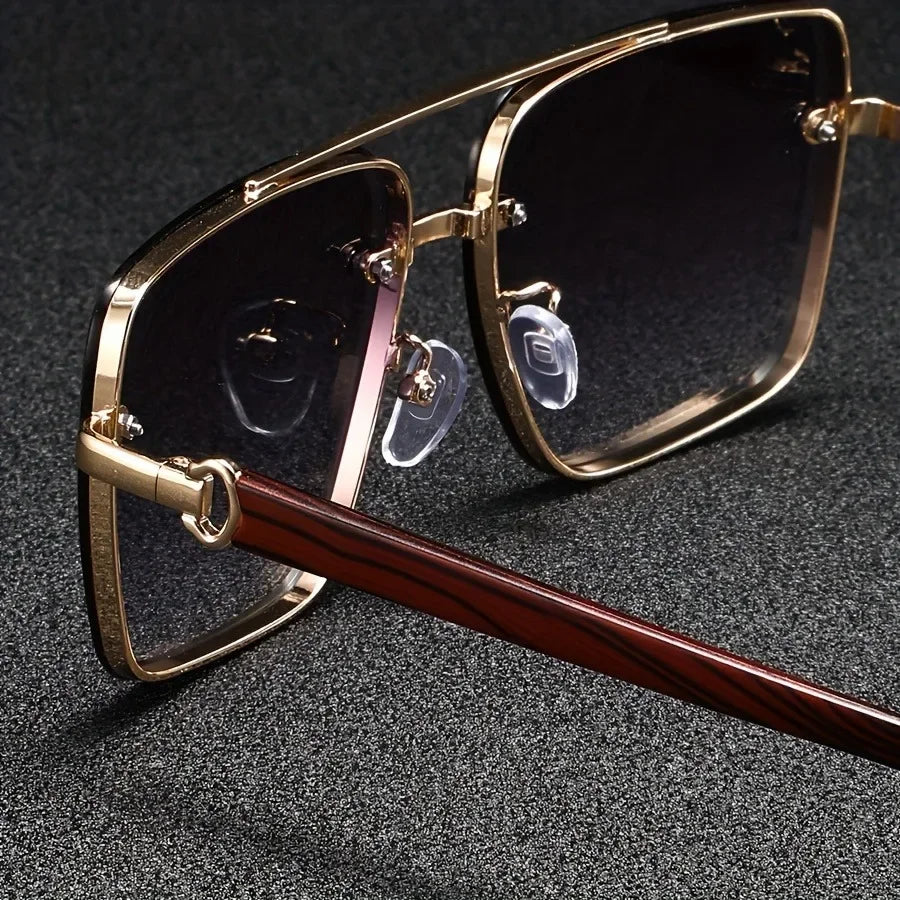 Luxury Square Sunglasses Men New Wooden Vintage Designer Fashion Glasses Women Vacation Gradient Eyewear