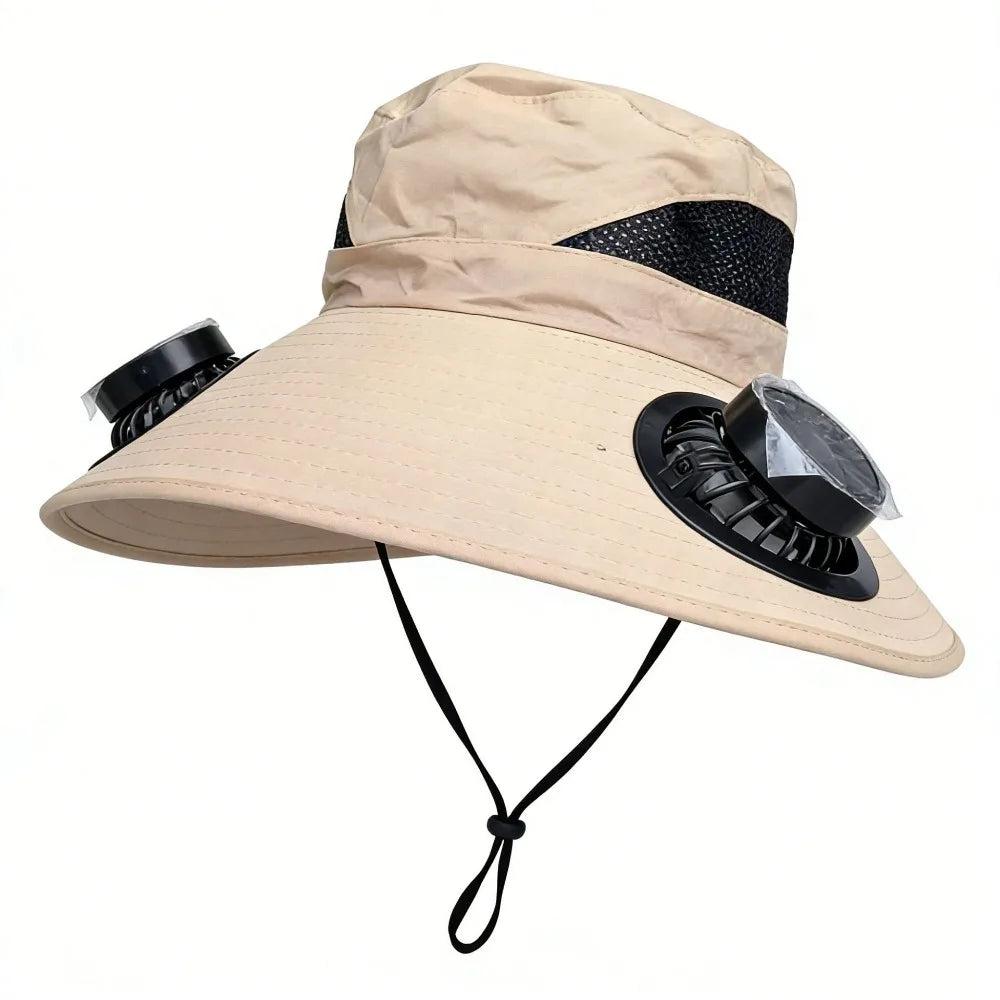 Dual Fan Solar Fan Hat Breathable 3 Speeds UV Protection Lightweight Summer Fan Visor Cap
