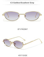European and American Personalized Small Frame Oval Exquisite Metal Glasses for Men and Women Fashionable Anti-Uv Sunglasses