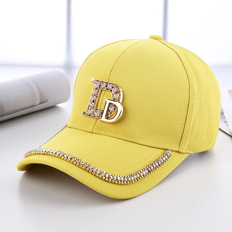 Fashion Diamond D Letter Baseball Cap For Women