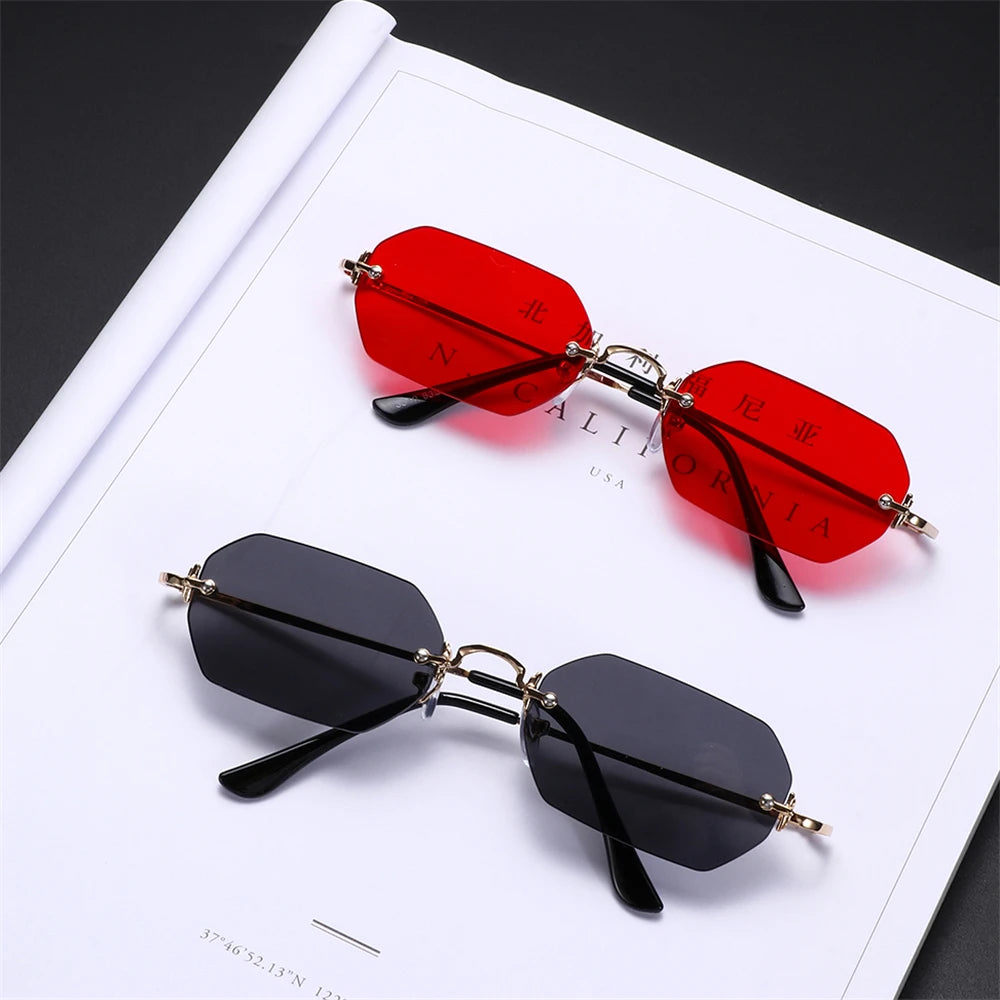 Luxury Rimless Square Sunglasses Man Brand Designer Frameless Gradient Sun Glasses Woman Fashion Vintage Metal Oculos De Sol