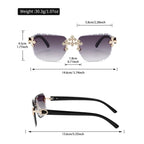 New Frameless Fashion Glasses for Men and Women, High-Definition Lenses with Textured Rhinestone Inlays, Trendy Frame Design, Suitable for Daily Casual Wear, Perfect Gift Choice