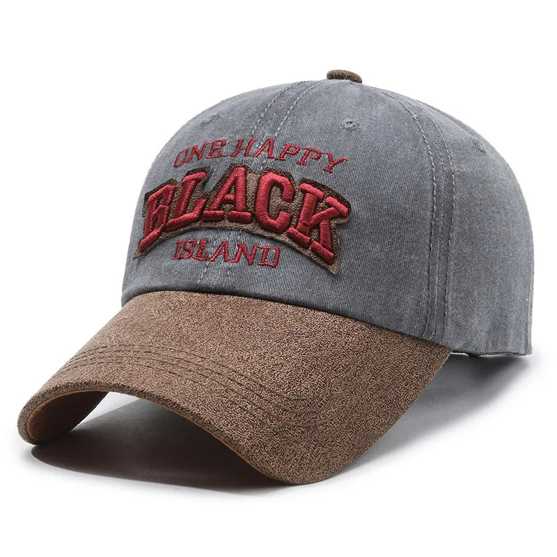 FS Vintage Green Brown Letter Baseball Cap For Men Washed Cotton Trucker Hat