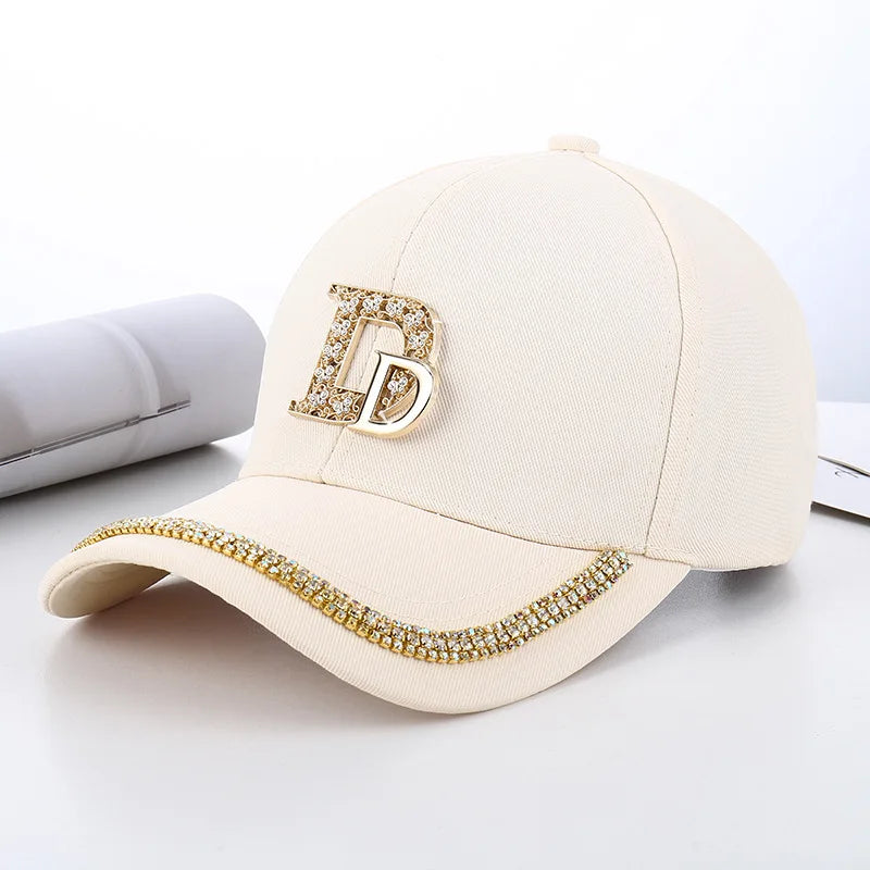 Fashion Diamond D Letter Baseball Cap For Women