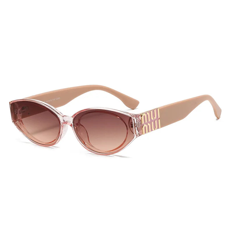 Luxury Glamour Oval Minimalist Fashion Brand Women Sun Glasses
