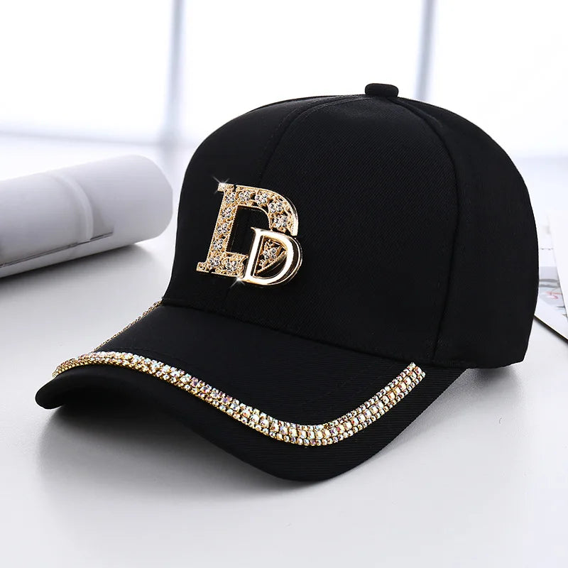 Fashion Diamond D Letter Baseball Cap For Women