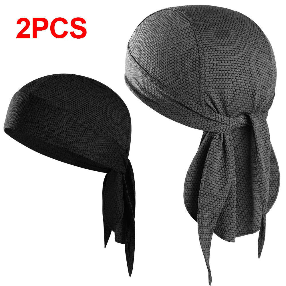 2PCS Quick-drying Bandana Breathable Beanies Hat Sweat-wicking Do Rags Sun Protection