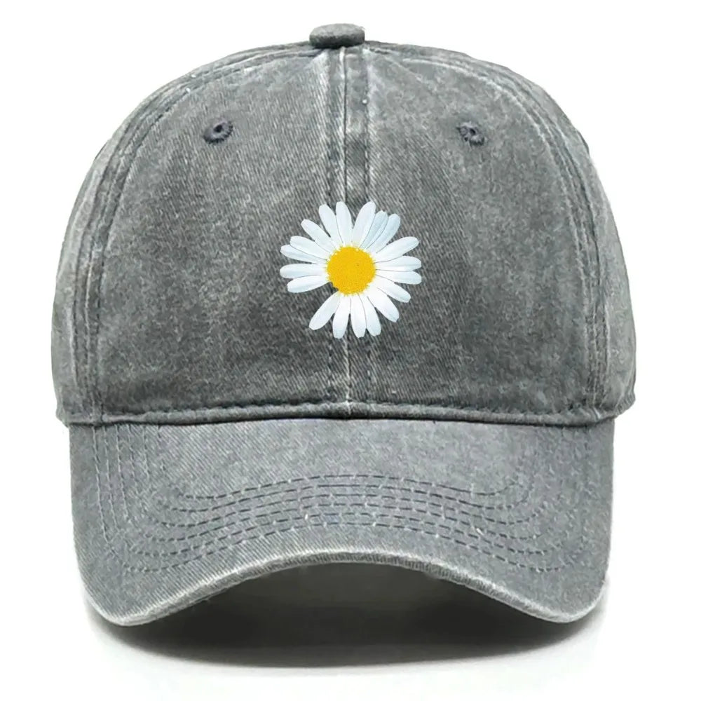 New Daisy Print Baseball Cap Adjustable Mesh Hat Retro Cotton Snapback