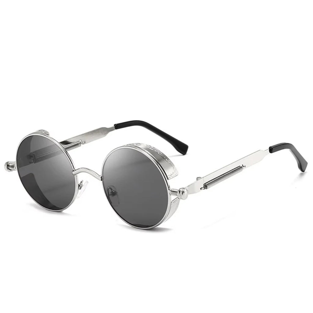 Retro Punk round Reflective for Men and Women Sunglasses