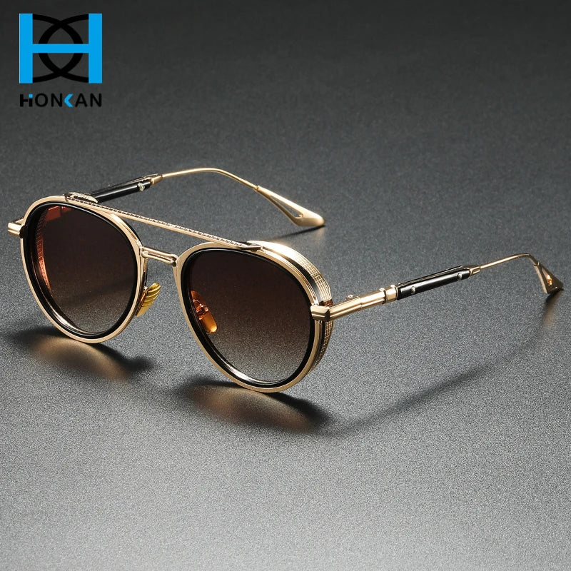 Luxury Round Sunglasses Men New Fashion Outdoor Shades for Driving Women Eyeglasses Trendy Vintage Brand Design UV400Sun Glasses