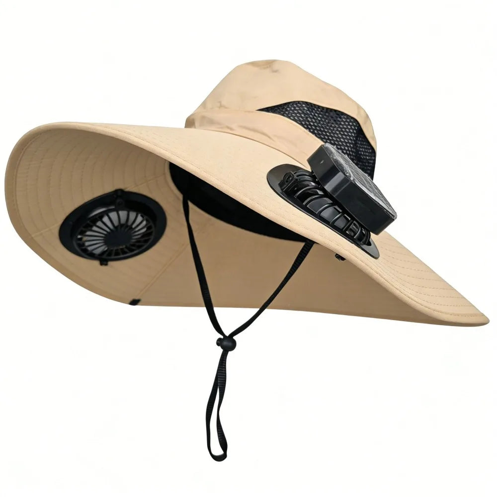 Dual Fan Solar Fan Hat Breathable 3 Speeds UV Protection Lightweight Summer Fan Visor Cap