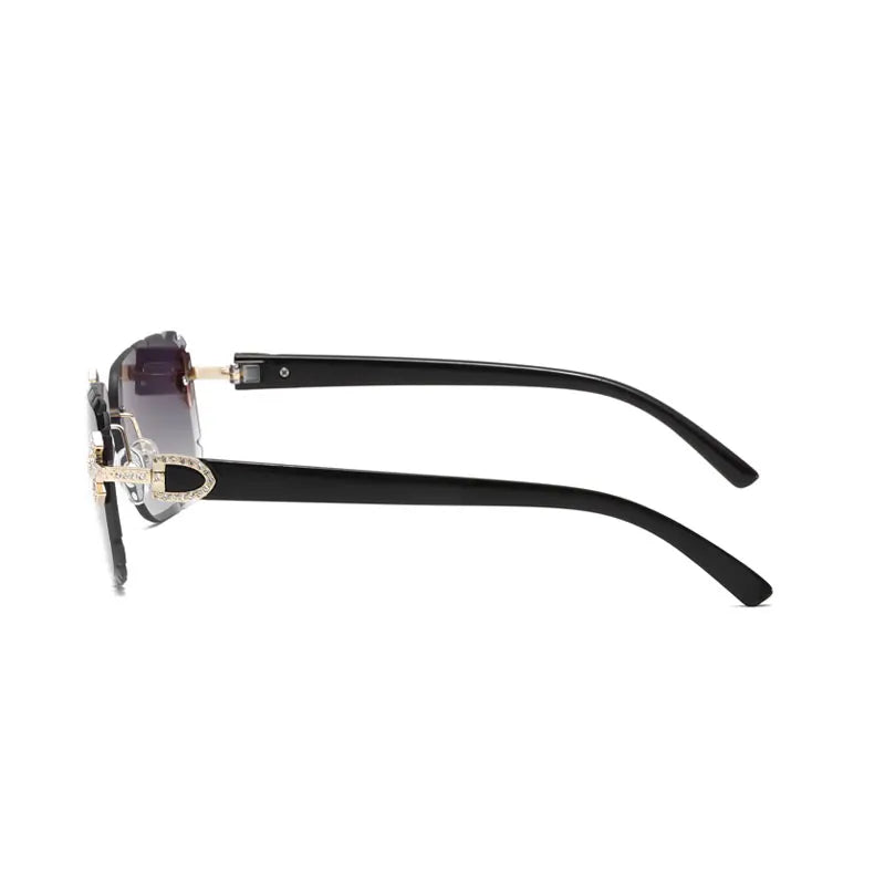 New Frameless Fashion Glasses for Men and Women, High-Definition Lenses with Textured Rhinestone Inlays, Trendy Frame Design, Suitable for Daily Casual Wear, Perfect Gift Choice