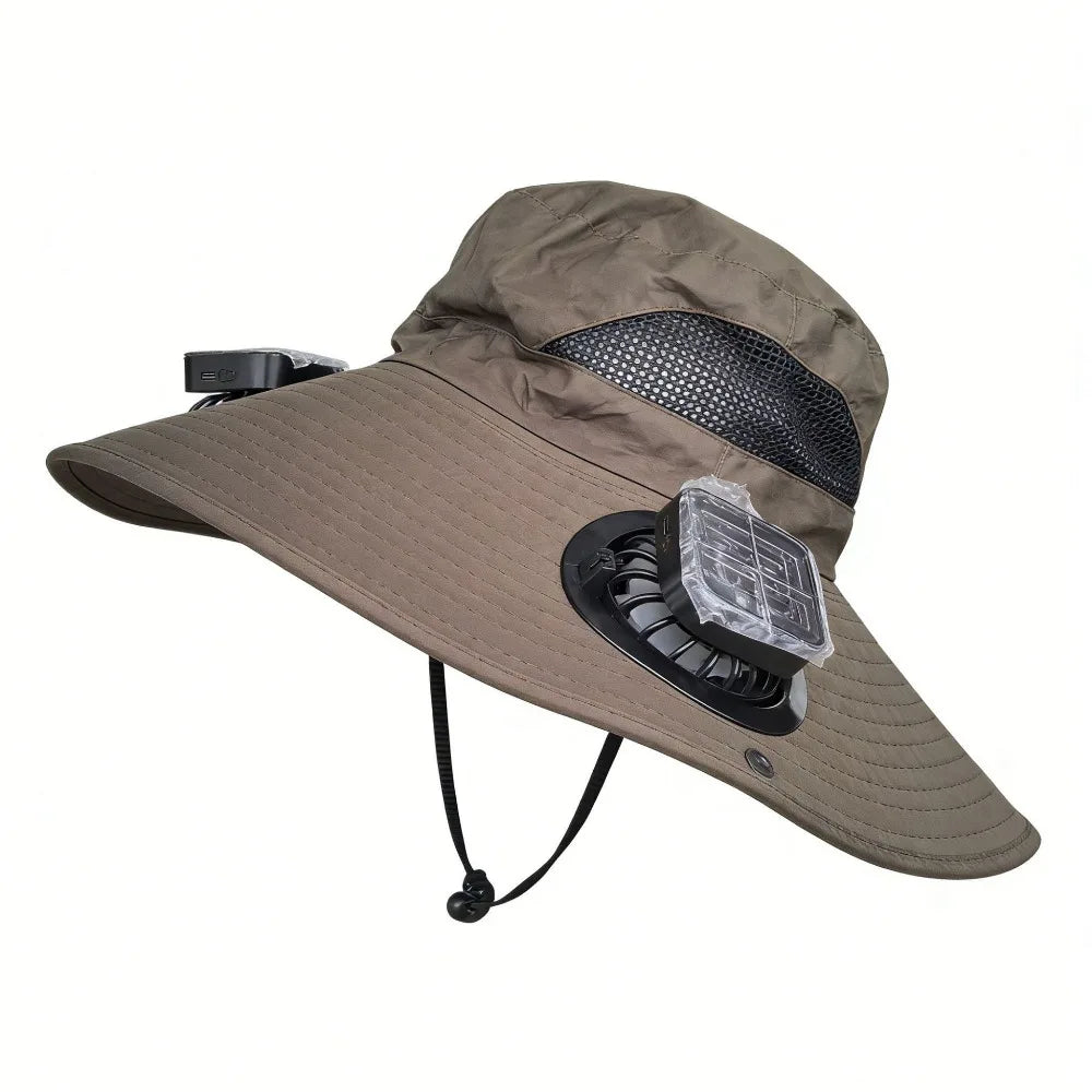 Dual Fan Solar Fan Hat Breathable 3 Speeds UV Protection Lightweight Summer Fan Visor Cap