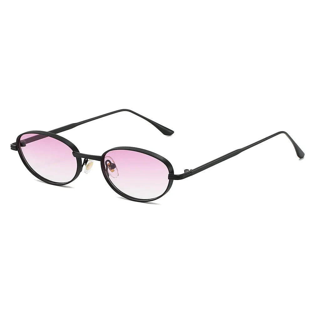European and American Personalized Small Frame Oval Exquisite Metal Glasses for Men and Women Fashionable Anti-Uv Sunglasses