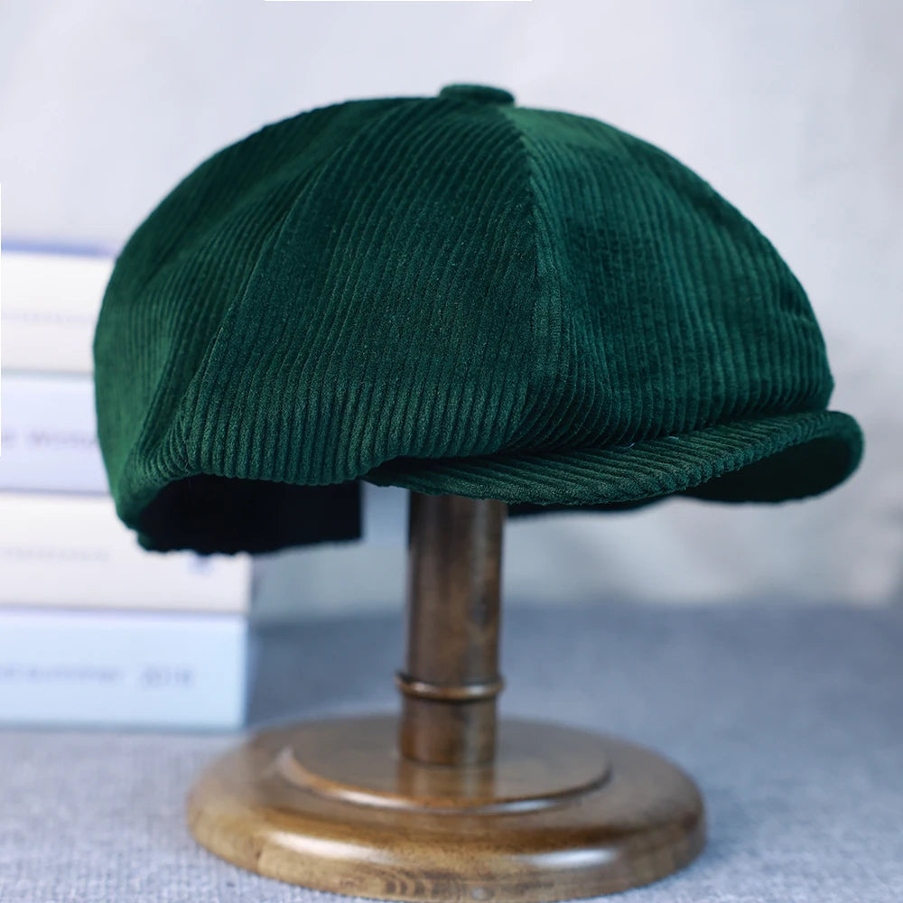 New Retro Winter Caps For Men Corduroy Newsboy Hat Woman Flat Cap Male Warm Cap