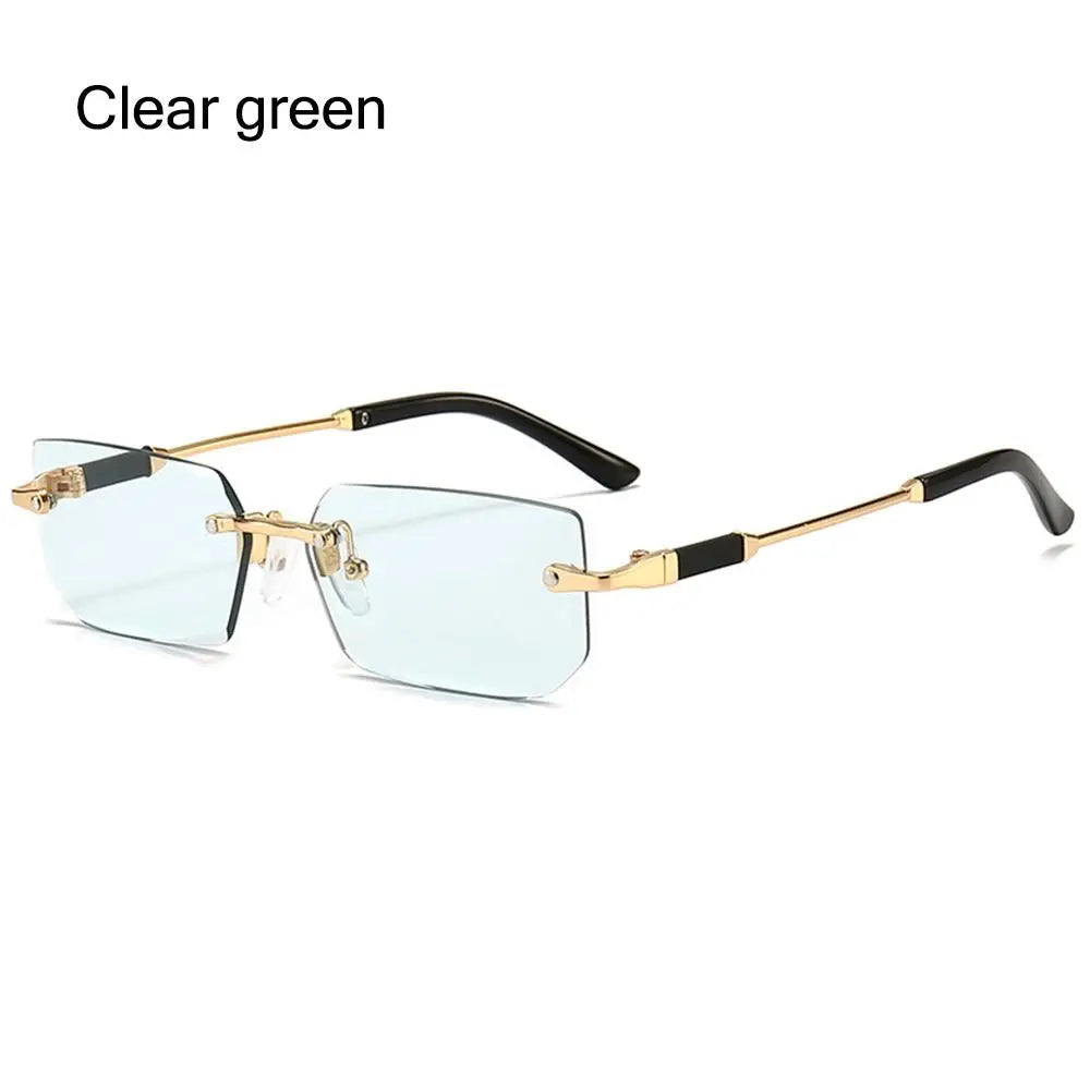 Retro Rimless for Women Men Trendy Frameless Rectangle Sun Glasses
