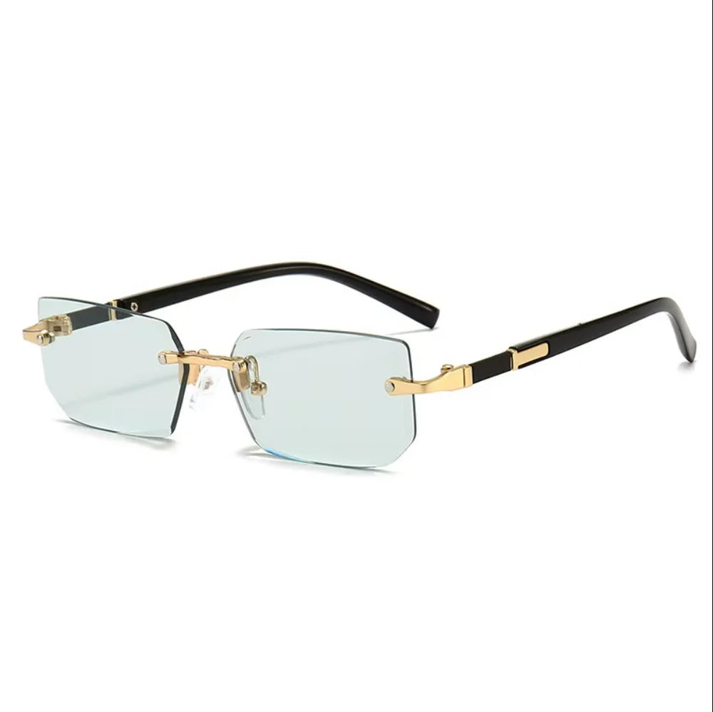 Retro Sunglasses Men Brand Designer Fashion Rimless Sun Glasses Shades Cutting Lens Ladies Frameless Eyeglasses